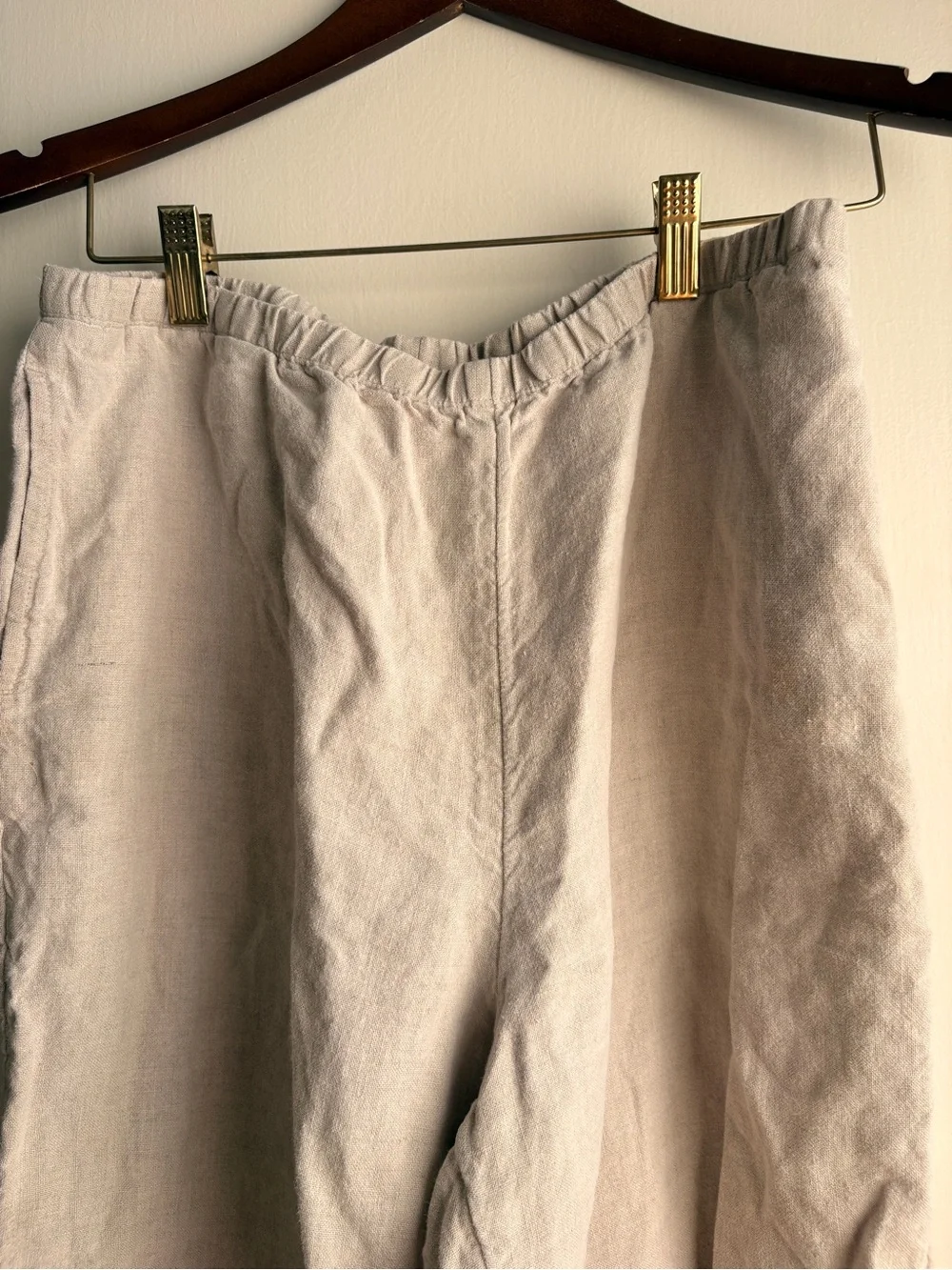 J. Jill Light Tan Linen Relaxed Cropped Chinos
